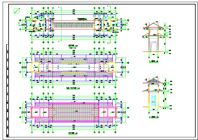 中学框架结构大门建筑施工图纸_图1