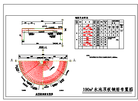 100立方米圆形钢筋混凝土图纸-图二