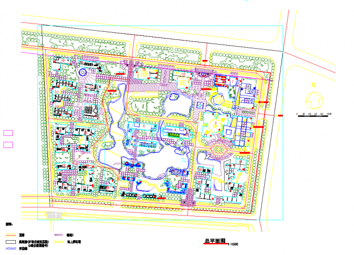 某地大型现代居住小区规划图（含图例）_图1