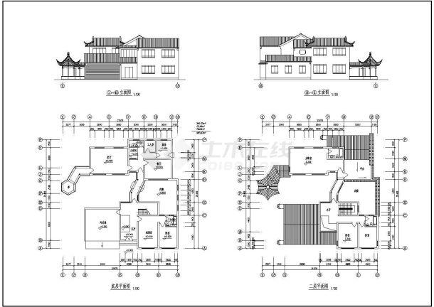 某400.97平方米二层砖混结构古建别墅建筑方案（三）-图一