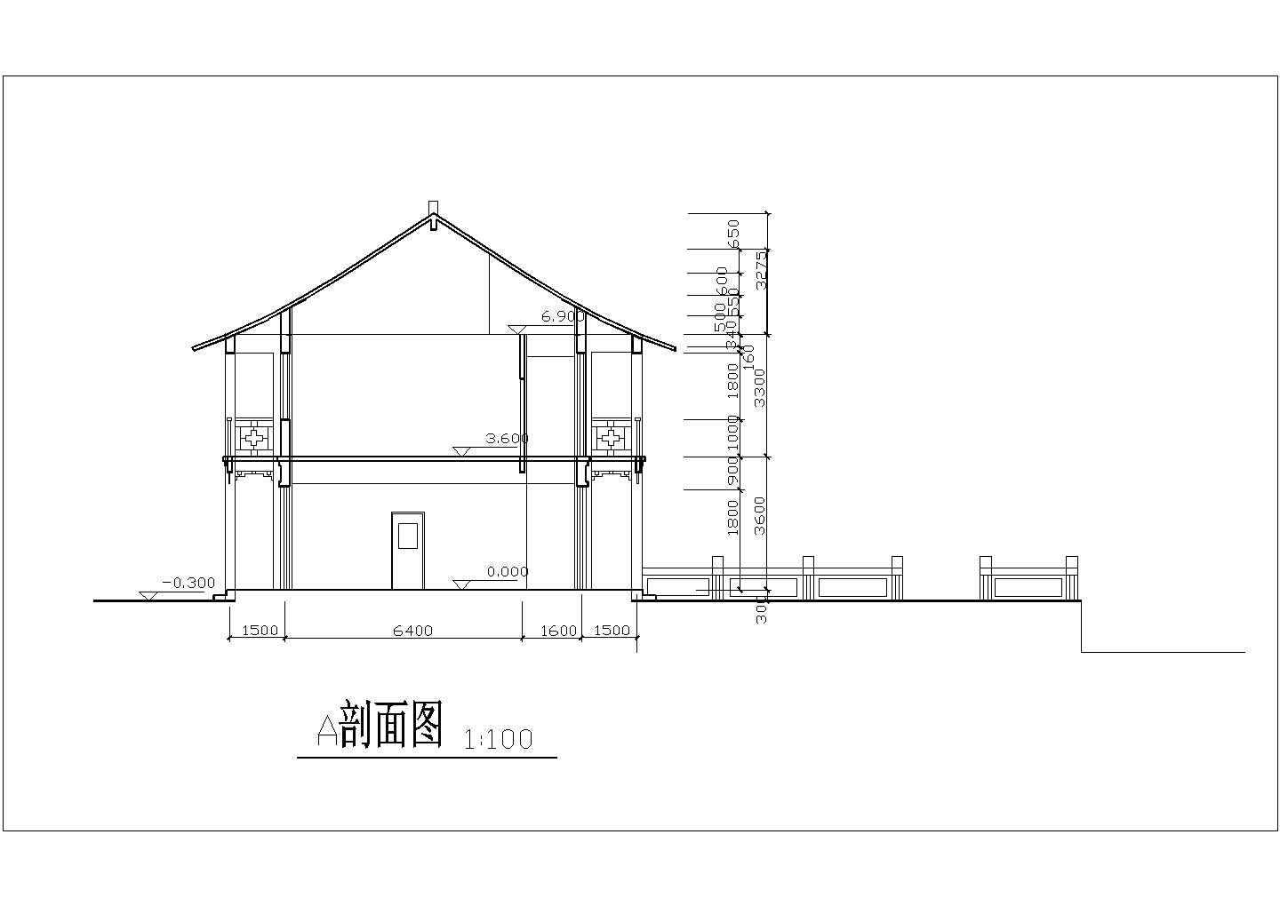 安徽某两层旅游区仿古建筑设计方案图纸