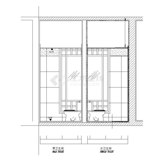 某市区酒吧公共卫生间结构布置CAD参考节点详图-图二