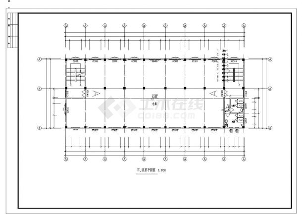某2123平方米服装厂四层框架结构综合楼建筑施工图（高16.7米）-图一
