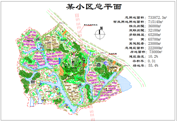 某大型别墅区总平面图（含建筑面积）-图一