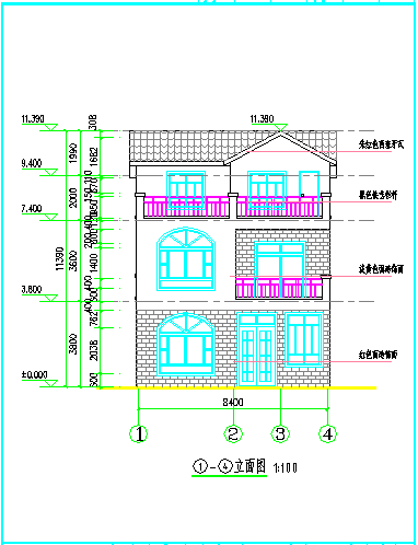某三层独栋别墅设计施工图纸（共8张）-图二