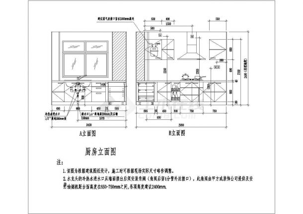 某地整体厨房室内装修设计方案施工图-图一