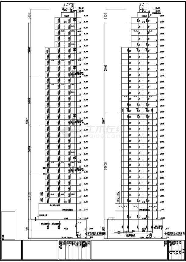 某地高层公寓标准层给排水设计平面图纸-图二
