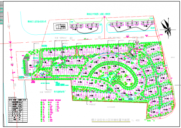 某住宅小区环境布置平面图（含技术指标）-图一