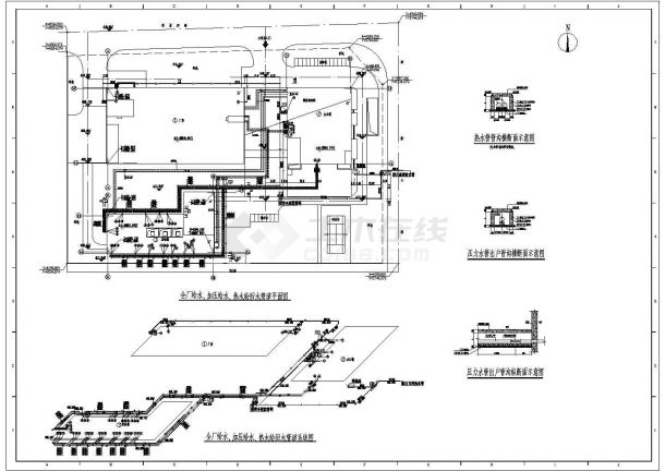 某厂区室外综合管网给排水施工图纸-图一