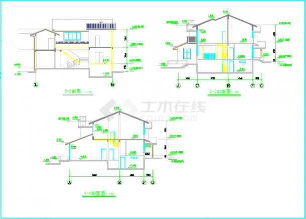 某小区二层别墅建筑施工图（共7张）-图二