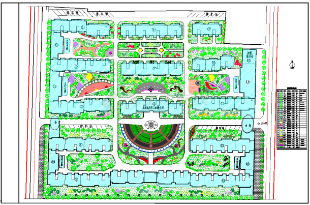 小区规划绿化设计图纸（含植物数量统计表）-图一