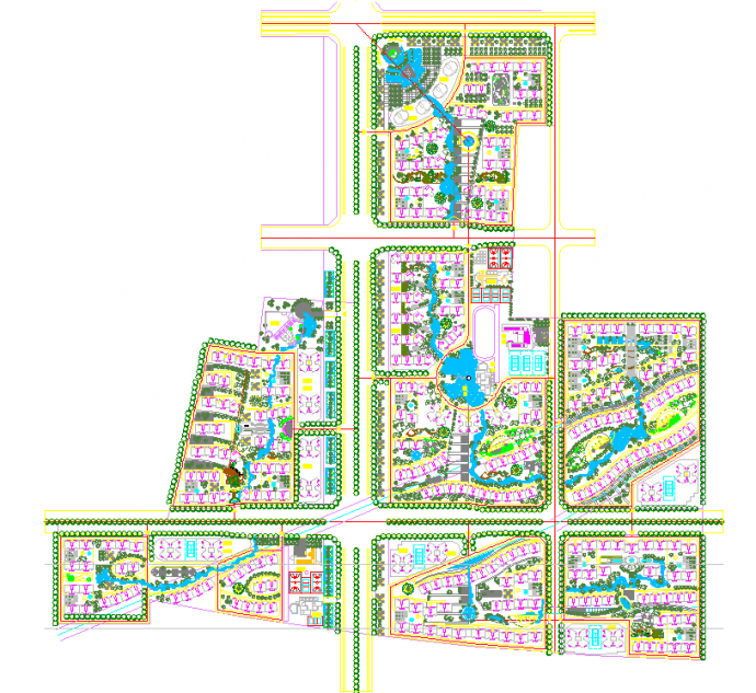 某地区大型精美现代小区详细规划总图_图1