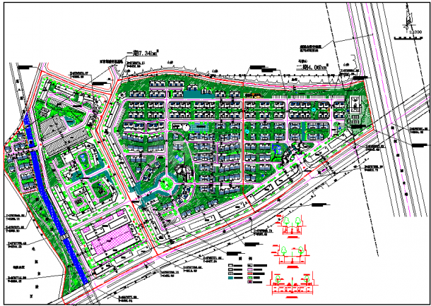 某地大型现代小区详细规划图（含图例）-图一