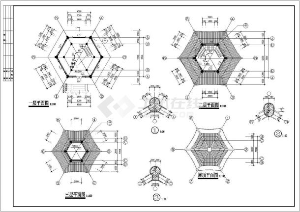 某地古建仿唐紫云阁施工图（含设计说明）-图二