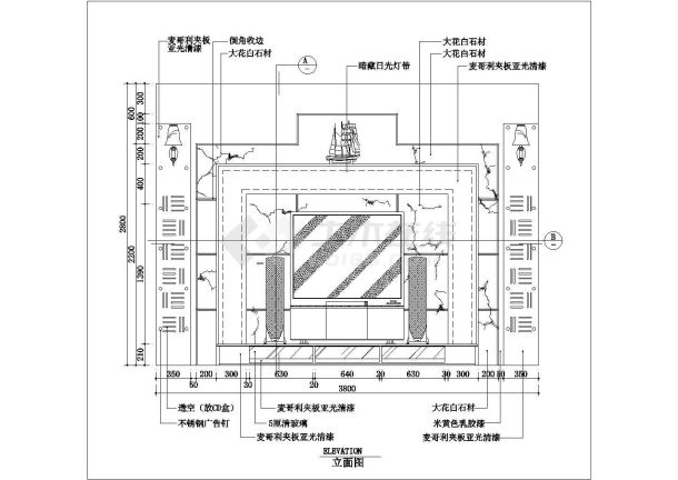 某地室内客厅装修设计施工详细大样图-图一