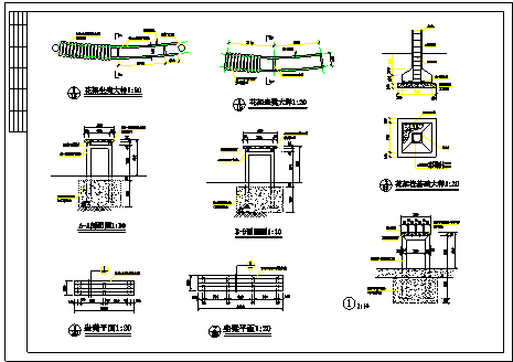 某精亭及花架，铺装施工设计CAD平面布置图-图二