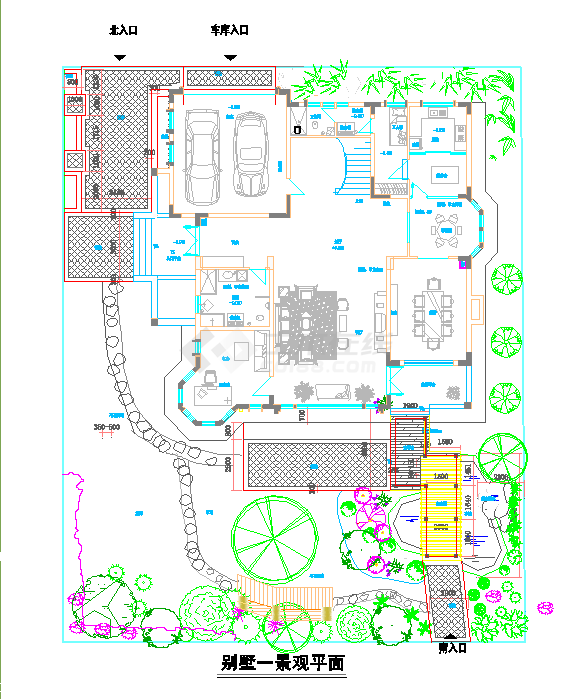 某沿海地区别墅庭院景观绿化平面图