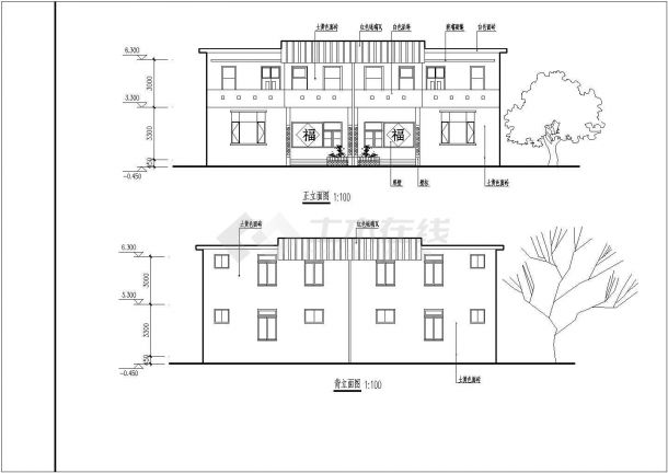 农村二层住宅建筑设计图纸（共3张）-图一