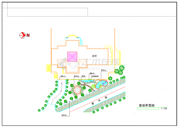 某地区大型三角绿地景观设计详图纸-图一