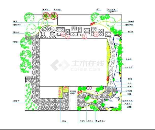 某地别墅庭院景观绿化设计平面图纸-图一