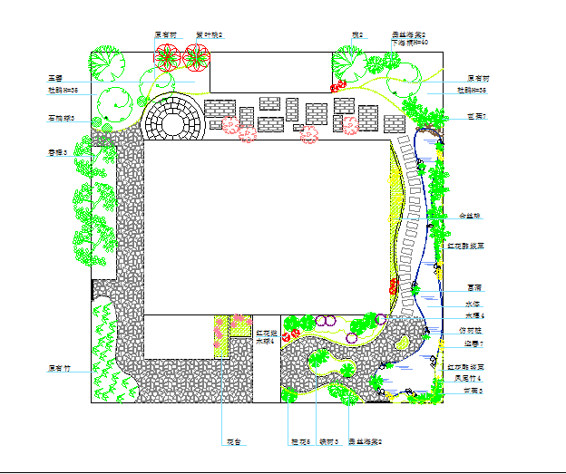 某地别墅庭院景观绿化设计平面图纸_图1