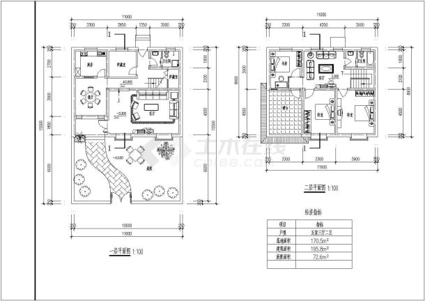 农村二层住宅建筑施工图纸（含设计说明）-图二