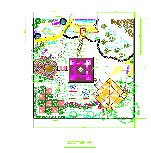 某地中小型别墅庭院设计图（含苗木表）_图1