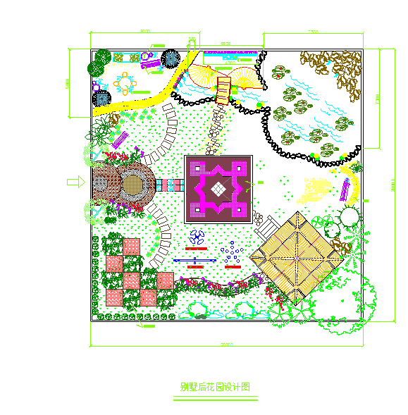 某地中小型别墅庭院设计图（含苗木表）