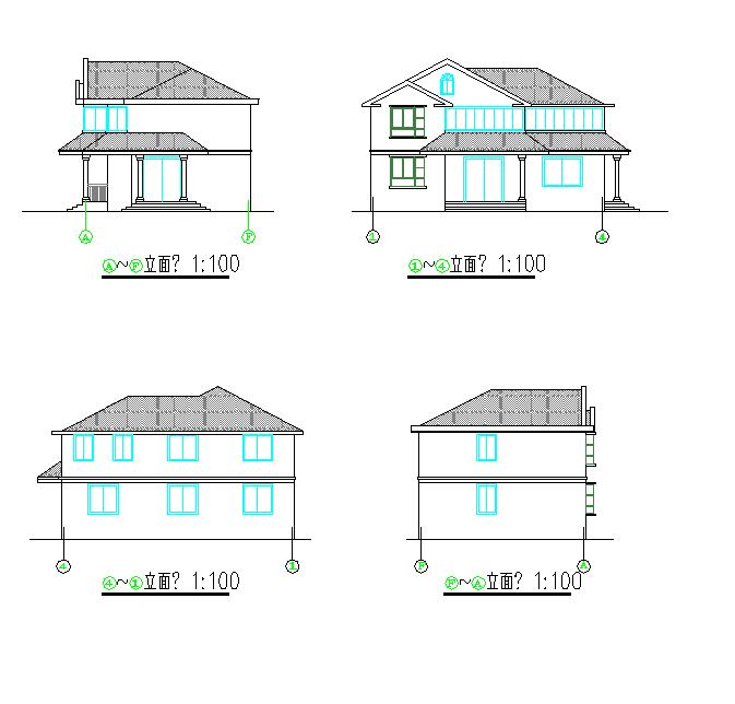 两层乡村别墅建筑设计图（共4张）_图1
