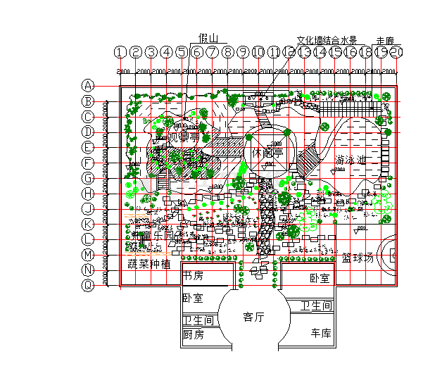 某地私家花园建筑设计平面图（总套）-图一