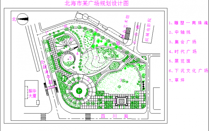 沿海某城市广场规划设计图纸（总套）_图1
