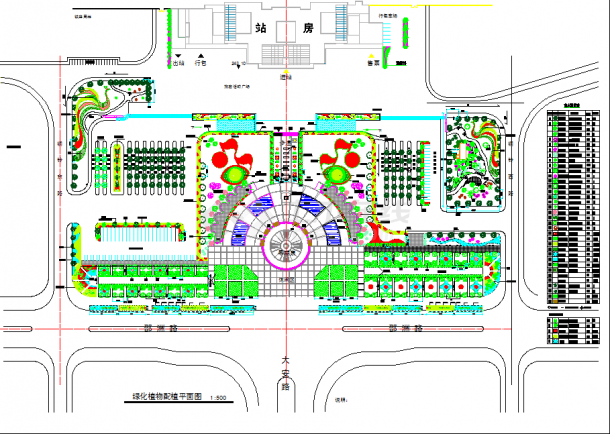 某城市火车站广场绿化设计平面图纸-图一