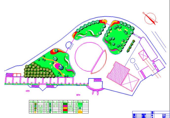 某地中小型索道广场绿化设计平面图_图1