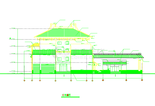 某小型仿古建筑立面施工图（共2张）-图一