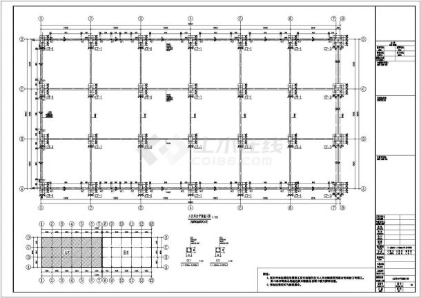 某单层桩基础框架结构厂房结构设计施工图（8度抗震）-图一
