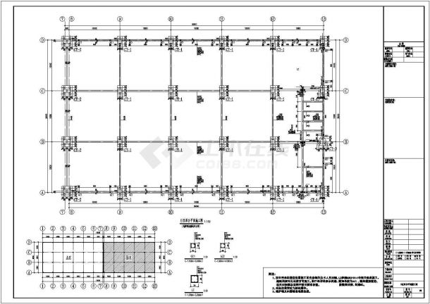 某单层桩基础框架结构厂房结构设计施工图（8度抗震）-图二
