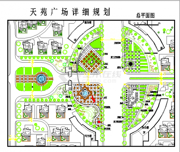 某休闲娱乐区天苑广场详细规划总平面图-图一