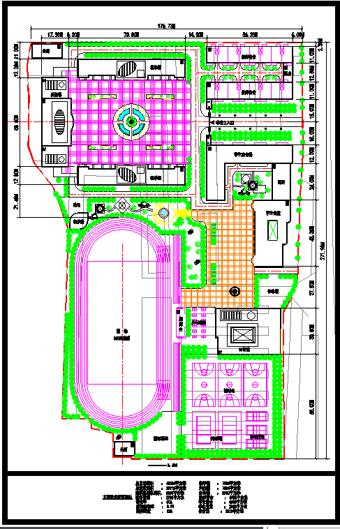 某中学校园规划总平面图（含技术指标）_图1