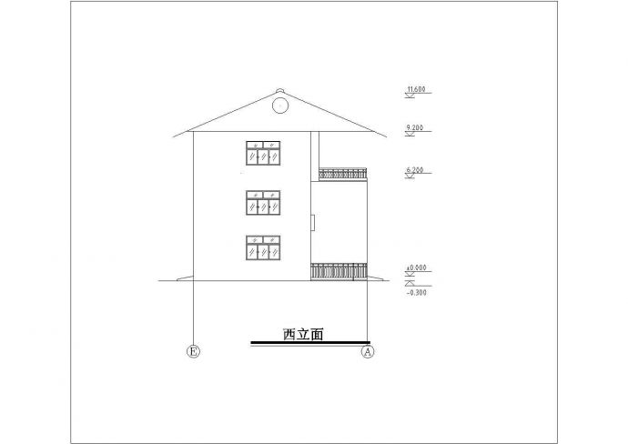某地三层小别墅建筑设计图纸（共6张）_图1