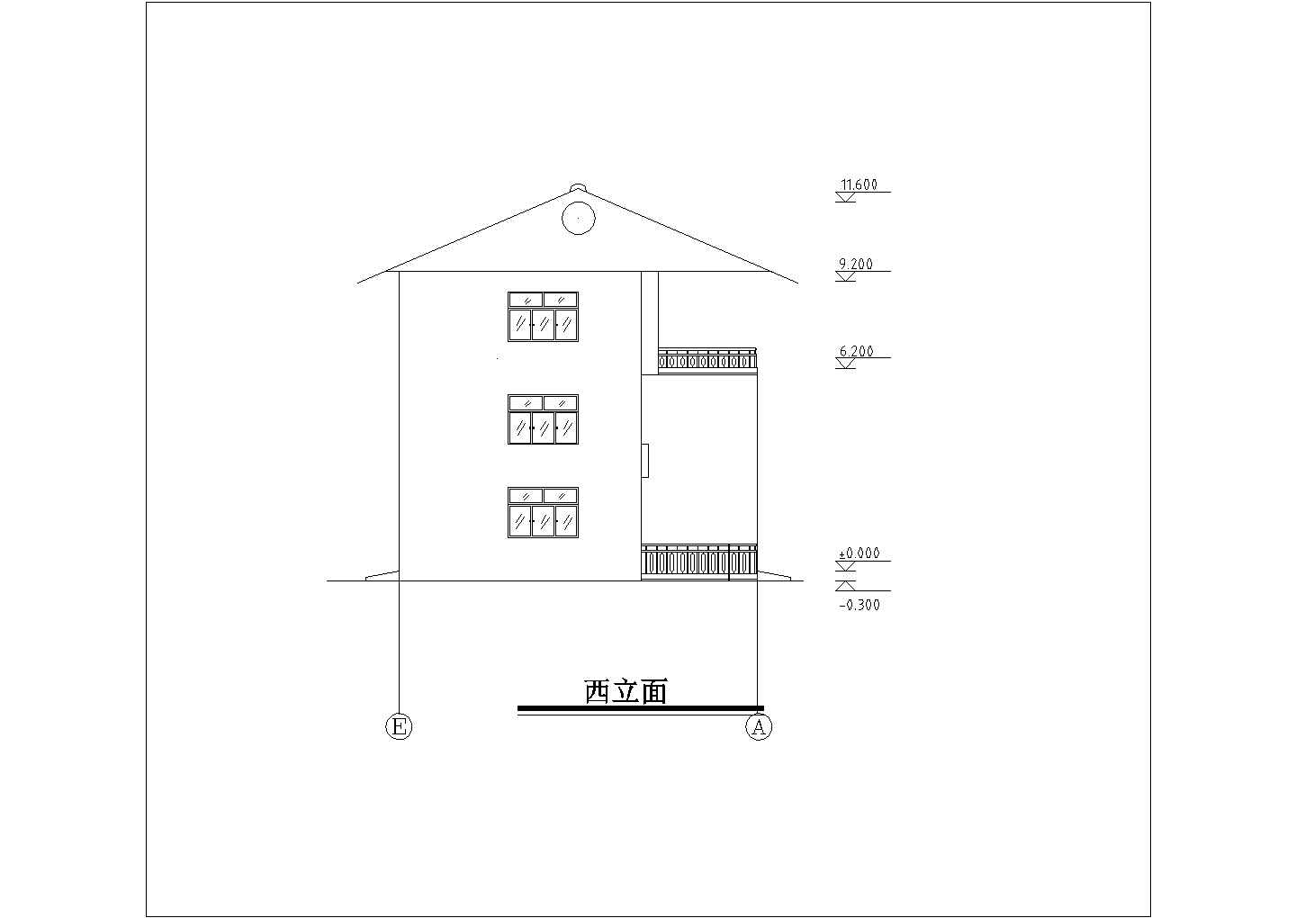 某地三层小别墅建筑设计图纸（共6张）
