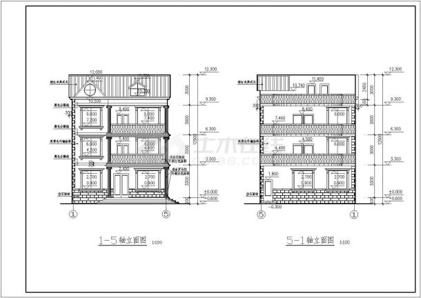 某地三层新农村住宅设计图（共6张）-图一