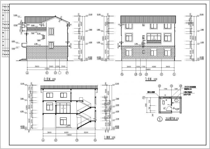 某户型别墅建筑设计施工图（共4张）_图1