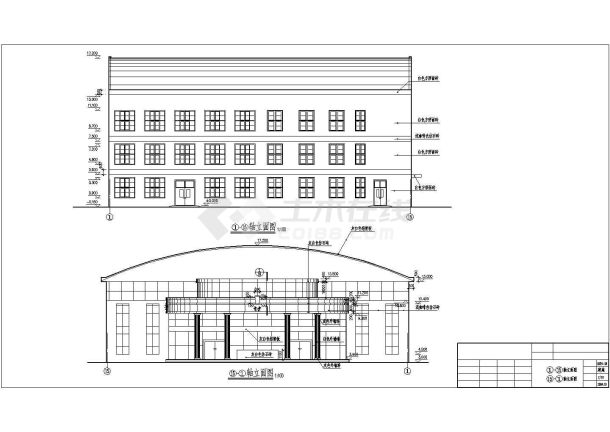 某城市小型中学礼堂建筑施工设计图纸-图一