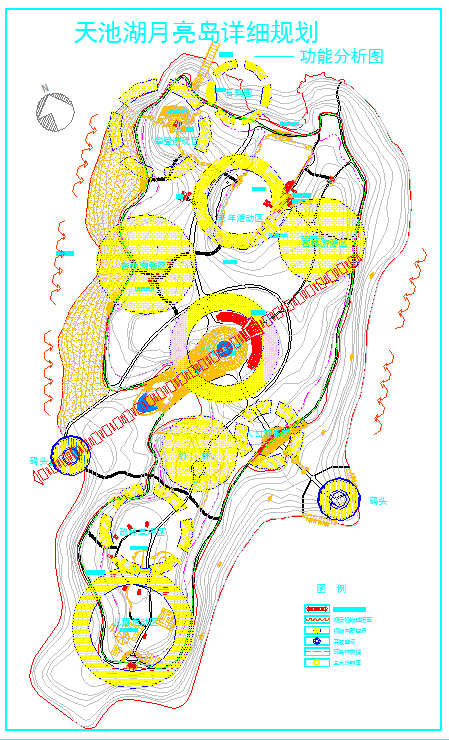 天池湖月亮岛公园功能分析图（含图例）_图1