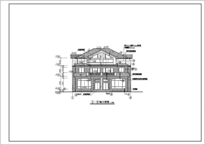 双联三层别墅建筑设计图纸（共15张）_图1