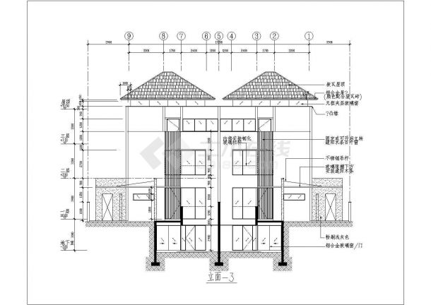 双拼豪华别墅建筑设计图（共10张）-图二