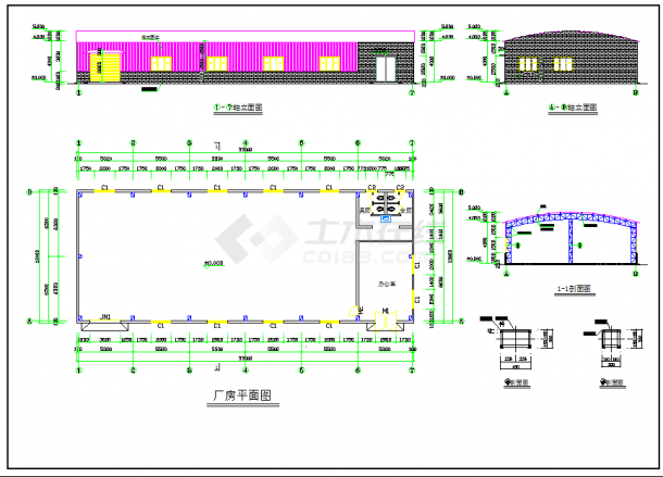 某地钢结构厂房建筑施工图（共2张）-图一