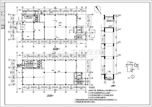 某地工业大厦建筑图（含平面说明）-图二