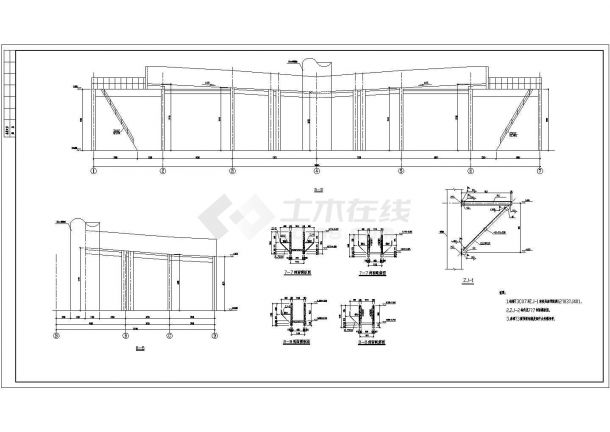 【陕西】曲线梁混凝土框架平台及钢烟囱结构设计图-图二