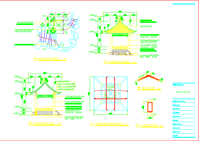 某地中国式凉亭建筑设计施工详图纸_图1